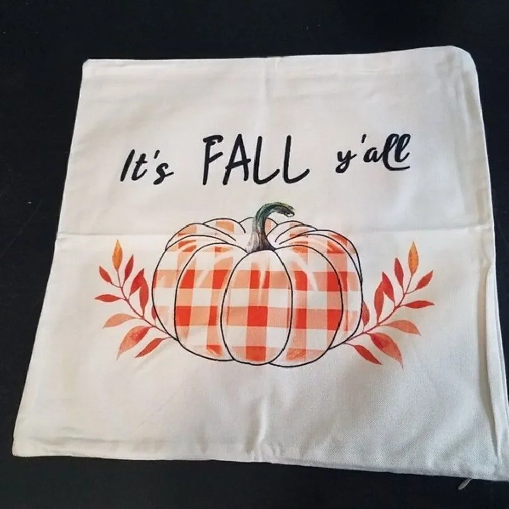 It's Fall Y'all Accent Throw Pillow Cover Case Pumpkin Orange 17